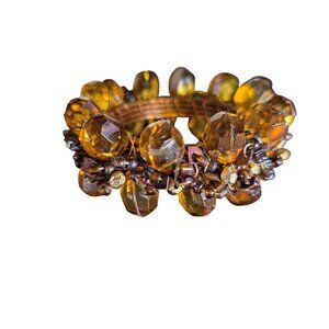 Brown Amber tone Beaded Napkin Rings Wire Wrap Design autumn Thanksgiving